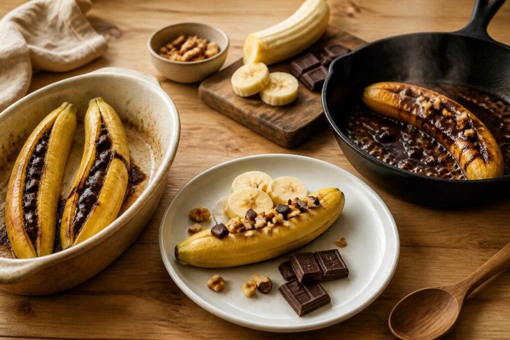 Banane au chocolat : recettes faciles au four, micro-ondes ou poêle