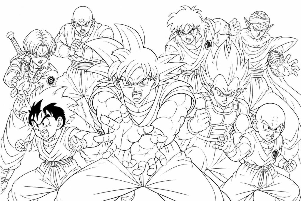 téléchargez et imprimez gratuitement des coloriages dragon ball z avec goku, vegeta et tous vos héros préférés pour des heures de créativité et de plaisir.