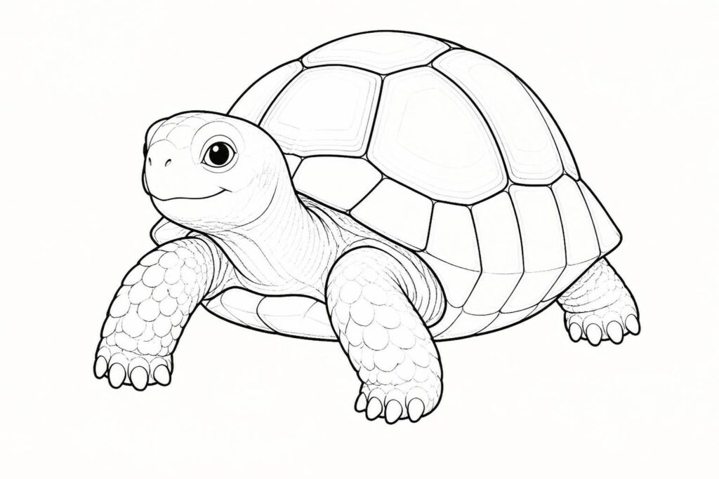 Coloriage tortue facile et à imprimer pour les enfants en couleurs